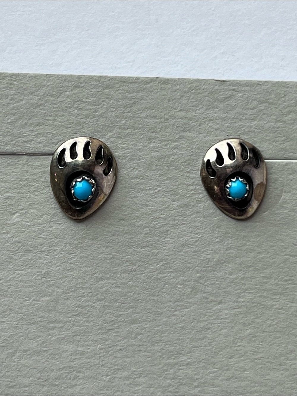 Sterling Silver Bear Claw Turquoise Native American Earrings